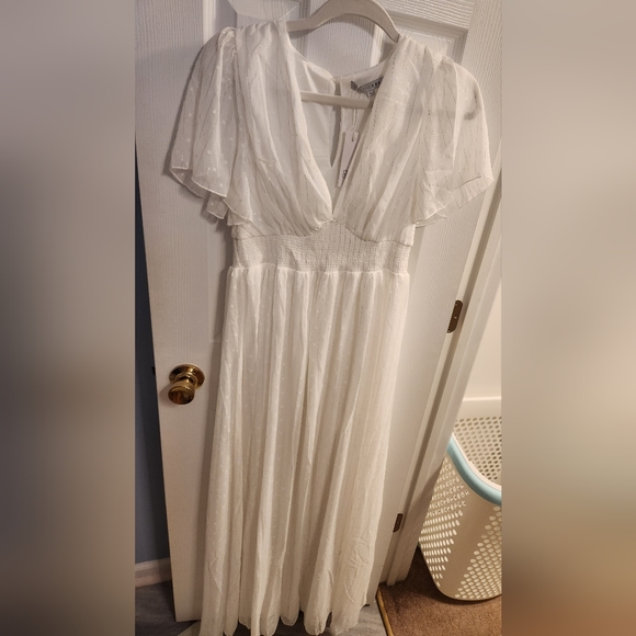 Baltic Born Wesley Shimmer dot dress, white, size large - Picture 2 of 5